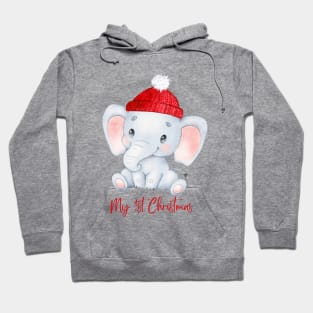 Baby's First Christmas, New Baby Elephant Gift Christmas, 1st Christmas for Baby Hoodie